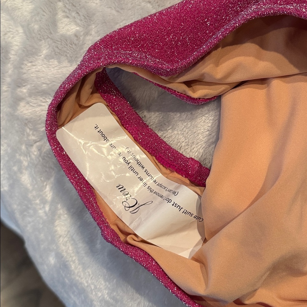 J Crew Sparkling Pink One-Piece Swimsuit, Size M - Picture 3 of 5